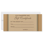 Gift Certificate biege stripes Rack Card Template