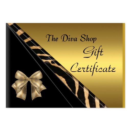 Gift Certificate Card Elegant Gold Black Business Card Template (front side)