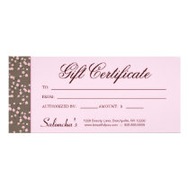 Gift Certificate Cherry Blossom Massage Salon Pink rack cards