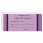 Gift Certificate purple black stripes rack cards