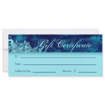 Gift Certificates Salon Spa Blue Floral Grunge Personalized Rack Card