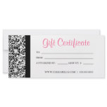 Gift Certificates Salon Spa Pink Damask Frame Rack Cards