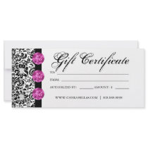 Gift Certificates Salon Spa Pink Damask Jewelry Personalized Rack Card