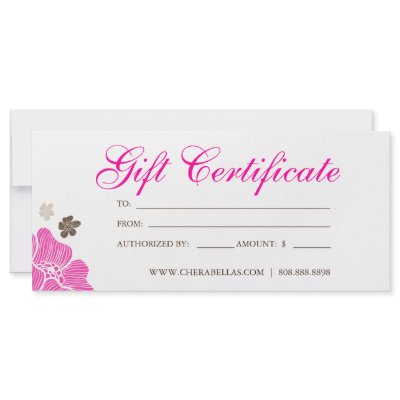 Gift Certificates Salon Tropical Flower pink brown Custom Rack Card.