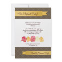 Gift exchange gold ribbon brown Christmas party invitation