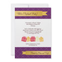 Gift exchange gold ribbon purple Christmas party invitation