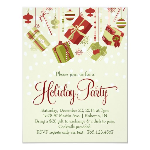 gift exchange holiday christmas party invitation zazzle gift exchange holiday christmas party invitation zazzle