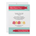 Gift exchange red ribbon ice blue Christmas party invitation