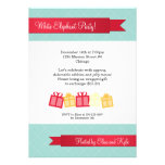 Gift exchange red ribbon ice blue Christmas party Personalized Invite