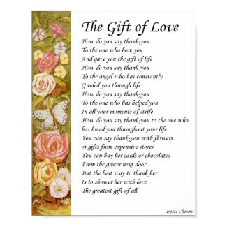 Gift of Love Mother Poetry Poster Vintage Art Gift print