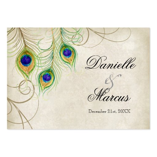 Gift Registry Cards - Peacock Feathers Wedding Set Business Card Templates (front side)