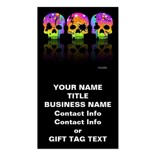 Gift Tag, Business Card - POP ART SKULLS (front side)