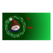 GIFT TAG SNOWMAN & HATS by SHARON SHARPE business cards