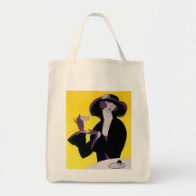 GIFT TOTE BAG ~ ART DECO STYLISH LADY AT TEA TIME