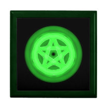 Giftbox verde del pentáculo que brilla intensament cajas de joyas