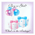 Gifts and Balloons Baby Gender Reveal Party Invit Personalized Announcements