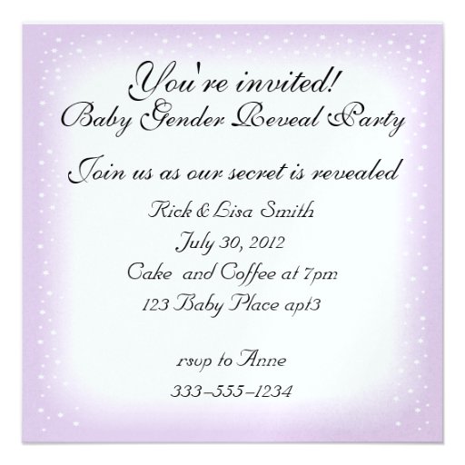 Gifts and Balloons Baby Gender Reveal Party Invit Personalized Announcements