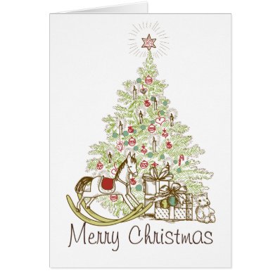 Gifts and Christmas Tree Merry Christmas Cards
