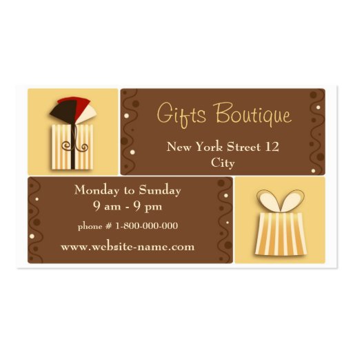 Gifts Boutique Business Card (front side)