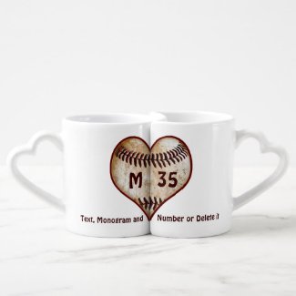 Gifts for Baseball Lovers Personalized Heart Mugs Couples' Coffee Mug Set