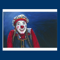 Giggles the Clown Painting postcards
