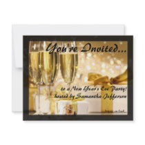 Gilded Bubbly New Years Party Invitations