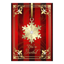 Gilded Glamorous Snowflake Red Holiday Card