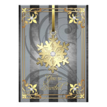 Gilded Glamorous Snowflake Silver Holiday Card