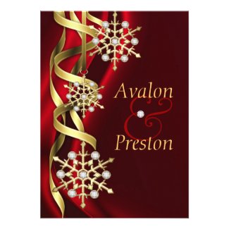 Gilded Jubilee Snowflake Red Invitation