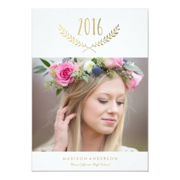 Gilded Laurel Graduation Announcement by FINEandDANDY at Zazzle