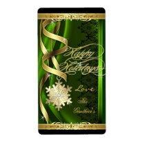 Gilded Lime Snowflake Dreams Holiday Wine Label