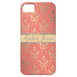 Gilded Peach Elegant Faux Shimmer Damask iPhone 5 Cases