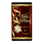 Gilded Red Snowflake Dreams Holiday Wine Label