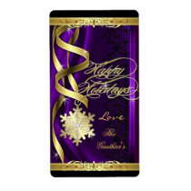 Gilded Snowflake Purple Dreams Holiday Wine Label