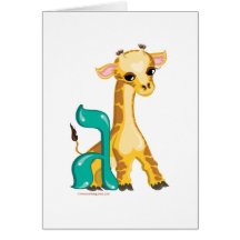 Gimmel Hebrew Aleph Bet (Alphabet) Giraffe Card