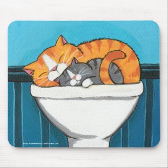 Ginger and Grey Tabby Cats in a Sink Mousepad