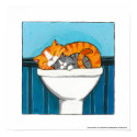 Ginger and Smokey - Whimsical Cat Art Print