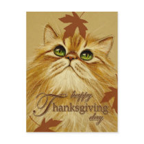 Ginger Cat & Leaves - Postcard by gabycat Ginger Cat & Leaves - Postcard