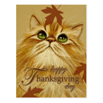 Ginger Cat & Leaves - Postcard postcards