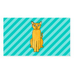 Ginger Cat on Teal Stripes. Business Card Template