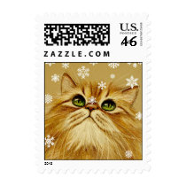 Ginger Cat & Snowflakes postage