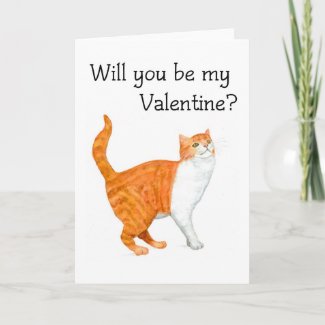 Ginger Cat Valentine's Card card