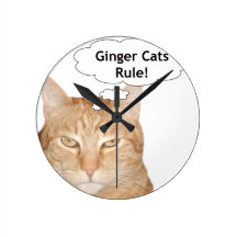Ginger Cats Rule Round Wallclock