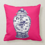 Ginger Jar on Fuschia 2 sided image Throw Pillow