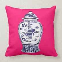 Ginger Jar on Fuschia 2 sided image Throw Pillow