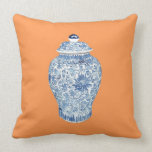 GINGER JAR ON TANGERINE PILLOW