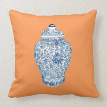 GINGER JAR ON TANGERINE PILLOW