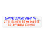 GINGER LOVER, FOR THE REDS BUMPER STICKERS