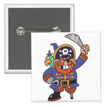 Ginger pirate with Parrot Button