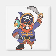 Ginger pirate with Parrot Magnets